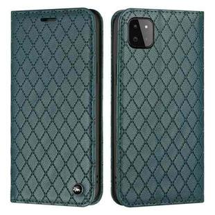 For Samsung Galaxy A22 5G S11 RFID Diamond Lattice Flip Leather Phone Case(Green)