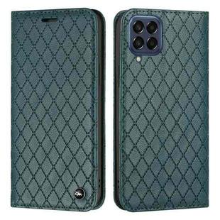 For Samsung Galaxy M33 5G S11 RFID Diamond Lattice Flip Leather Phone Case(Green)
