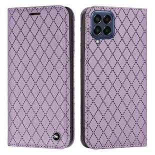 For Samsung Galaxy M33 5G S11 RFID Diamond Lattice Flip Leather Phone Case(Purple)