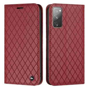 For Samsung Galaxy S20 FE / S20 FE 2022 S11 RFID Diamond Lattice Flip Leather Phone Case(Red)