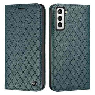For Samsung Galaxy S21 5G S11 RFID Diamond Lattice Flip Leather Phone Case(Green)