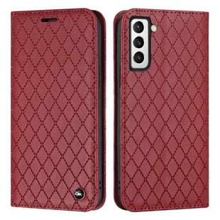 For Samsung Galaxy S21 Plus 5G S11 RFID Diamond Lattice Flip Leather Phone Case(Red)