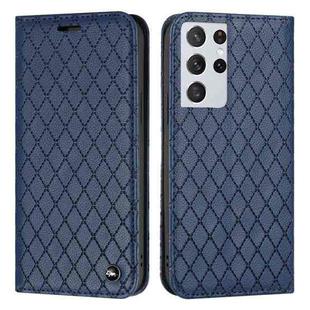 For Samsung Galaxy S21 Ultra 5G S11 RFID Diamond Lattice Flip Leather Phone Case(Blue)