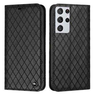 For Samsung Galaxy S21 Ultra 5G S11 RFID Diamond Lattice Flip Leather Phone Case(Black)