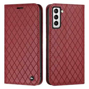 For Samsung Galaxy S22 5G S11 RFID Diamond Lattice Flip Leather Phone Case(Red)