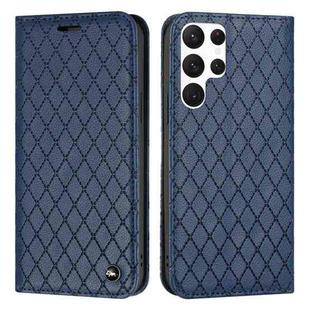 For Samsung Galaxy S22 Ultra 5G S11 RFID Diamond Lattice Flip Leather Phone Case(Blue)