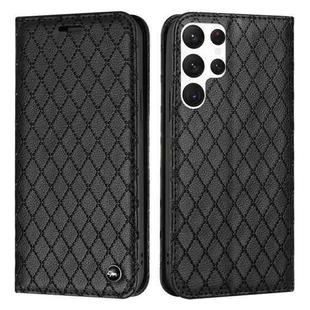 For Samsung Galaxy S22 Ultra 5G S11 RFID Diamond Lattice Flip Leather Phone Case(Black)