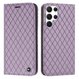 For Samsung Galaxy S22 Ultra 5G S11 RFID Diamond Lattice Flip Leather Phone Case(Purple)