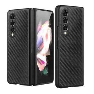 For Samsung Galaxy Z Fold4 Carbon Fiber Texture Skin-friendly Feel Ultra-thin Folding Phone Case with Screen Protector(Black)