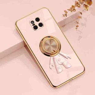 For Huawei Mate 20 Pro 6D Plating Astronaut Ring Kickstand Phone Case(Light Pink)