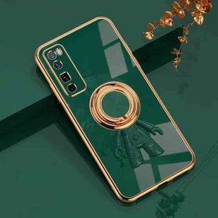 For Huawei nova 7 Pro 5G 6D Plating Astronaut Ring Kickstand Phone Case(Night Green)