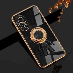 For Huawei nova 8 6D Plating Astronaut Ring Kickstand Phone Case(Black)