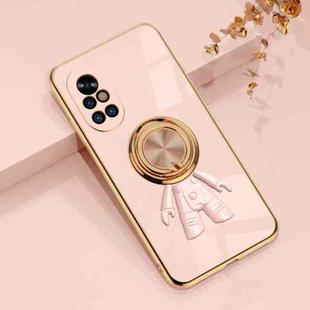 For Huawei nova 8 6D Plating Astronaut Ring Kickstand Phone Case(Light Pink)