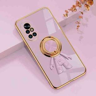 For Huawei nova 8 6D Plating Astronaut Ring Kickstand Phone Case(Light Purple)