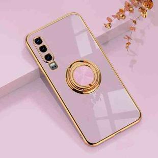 For Huawei P30 6D Plating Astronaut Ring Kickstand Phone Case(Light Purple)