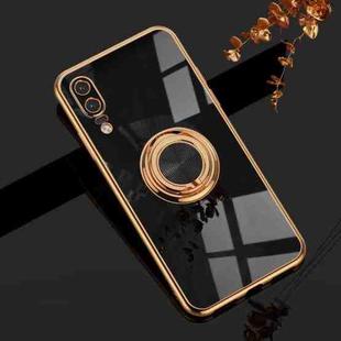 For Huawei P20 6D Plating Astronaut Ring Kickstand Phone Case(Black)