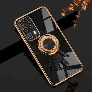 For Huawei P40 Pro+ 6D Plating Astronaut Ring Kickstand Phone Case(Black)