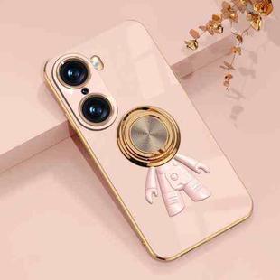 For Honor 60 Pro 6D Plating Astronaut Ring Kickstand Phone Case(Light Pink)