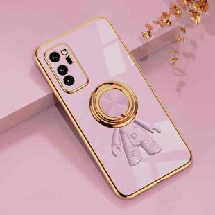 For Honor V30 6D Plating Astronaut Ring Kickstand Phone Case(Light Purple)