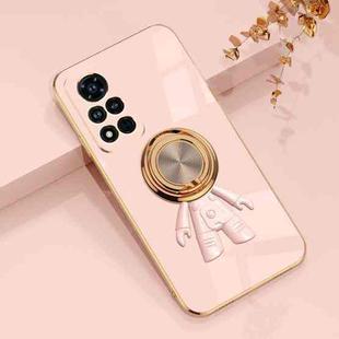 For Honor V40 5G 6D Plating Astronaut Ring Kickstand Phone Case(Light Pink)