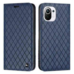 For Xiaomi Mi 11 Lite S11 RFID Diamond Lattice Flip Leather Phone Case(Blue)