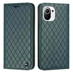 For Xiaomi Mi 11 Lite S11 RFID Diamond Lattice Flip Leather Phone Case(Green)