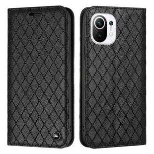 For Xiaomi Mi 11 Lite S11 RFID Diamond Lattice Flip Leather Phone Case(Black)