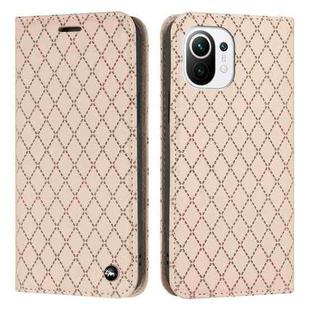 For Xiaomi Mi 11 Lite S11 RFID Diamond Lattice Flip Leather Phone Case(Light Pink)