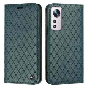 For Xiaomi 12 / 12X S11 RFID Diamond Lattice Flip Leather Phone Case(Green)