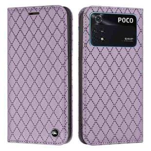 For Xiaomi Poco M4 Pro 4G S11 RFID Diamond Lattice Flip Leather Phone Case(Purple)