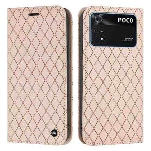 For Xiaomi Poco M4 Pro 4G S11 RFID Diamond Lattice Flip Leather Phone Case(Light Pink)