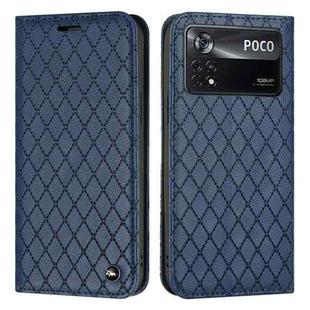 For Xiaomi Poco M4 Pro 5G S11 RFID Diamond Lattice Flip Leather Phone Case(Blue)