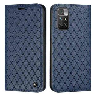 For Xiaomi Redmi 10 / 10 Prime / 10 2022 S11 RFID Diamond Lattice Flip Leather Phone Case(Blue)