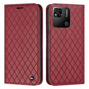 For Xiaomi Redmi 10A S11 RFID Diamond Lattice Flip Leather Phone Case(Red)