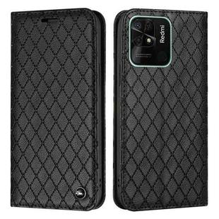 For Xiaomi Redmi 10C S11 RFID Diamond Lattice Flip Leather Phone Case(Black)