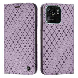 For Xiaomi Redmi 10C S11 RFID Diamond Lattice Flip Leather Phone Case(Purple)