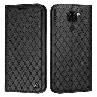 For Xiaomi Redmi Note 9 S11 RFID Diamond Lattice Flip Leather Phone Case(Black)