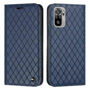 For Xiaomi Redmi Note 10 4G / Note 10S S11 RFID Diamond Lattice Flip Leather Phone Case(Blue)