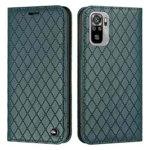 For Xiaomi Redmi Note 10 4G / Note 10S S11 RFID Diamond Lattice Flip Leather Phone Case(Green)