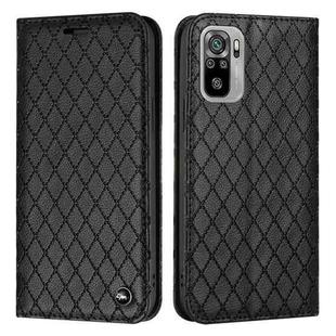 For Xiaomi Redmi Note 10 4G / Note 10S S11 RFID Diamond Lattice Flip Leather Phone Case(Black)