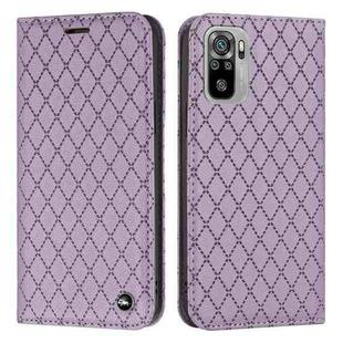 For Xiaomi Redmi Note 10 4G / Note 10S S11 RFID Diamond Lattice Flip Leather Phone Case(Purple)