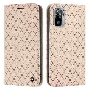 For Xiaomi Redmi Note 10 4G / Note 10S S11 RFID Diamond Lattice Flip Leather Phone Case(Light Pink)