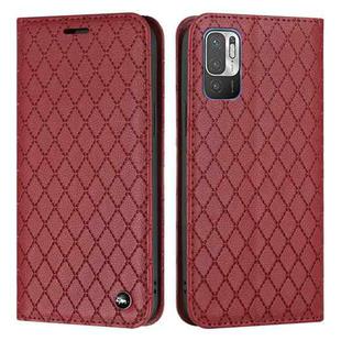 For Xiaomi Redmi Note 10 5G / Note 10T 5G S11 RFID Diamond Lattice Flip Leather Phone Case(Red)