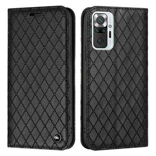 For Xiaomi Redmi Note 10 Pro / 10 Pro Max S11 RFID Diamond Lattice Flip Leather Phone Case(Black)