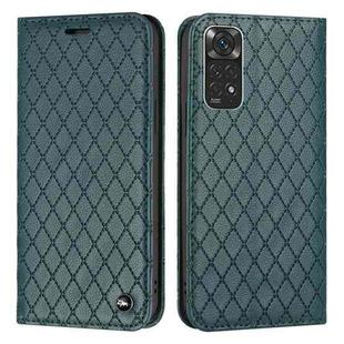 For Xiaomi Redmi Note 11 Global S11 RFID Diamond Lattice Flip Leather Phone Case(Green)