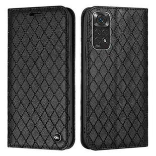For Xiaomi Redmi Note 11 Global S11 RFID Diamond Lattice Flip Leather Phone Case(Black)