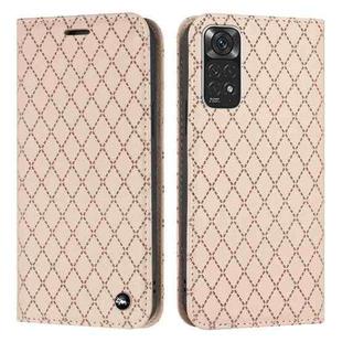 For Xiaomi Redmi Note 11 Global S11 RFID Diamond Lattice Flip Leather Phone Case(Light Pink)