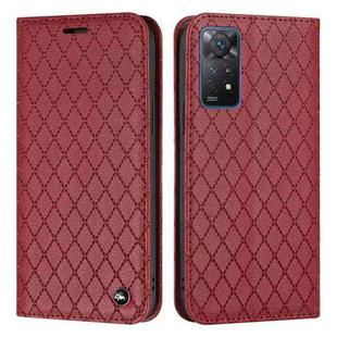 For Xiaomi Redmi Note 11 Pro Global 4G/5G S11 RFID Diamond Lattice Flip Leather Phone Case(Red)