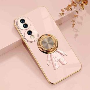 For Honor 70 6D Plating Astronaut Ring Kickstand Phone Case(Light Pink)