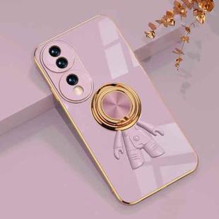 For Honor 70 6D Plating Astronaut Ring Kickstand Phone Case(Light Purple)